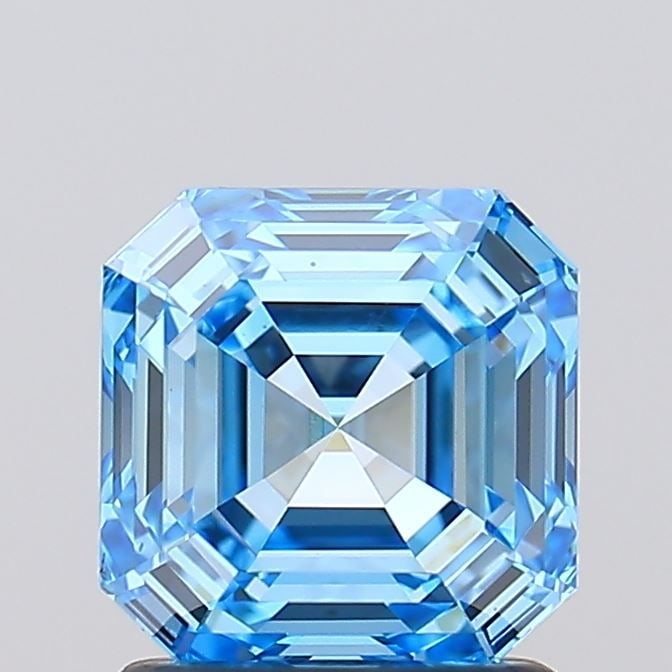 IGI Asscher 1.55ct Fancy Vivid Blue VVS2 Loose Lab Diamond: IGI Asscher 1.55ct Fancy Vivid Blue VVS2 Loose Lab Diamond Experience the breathtaking beauty of a Fancy Vivid Blue lab diamond, certified by IGI and boasting exceptional clarity (VVS2) and cut qualit