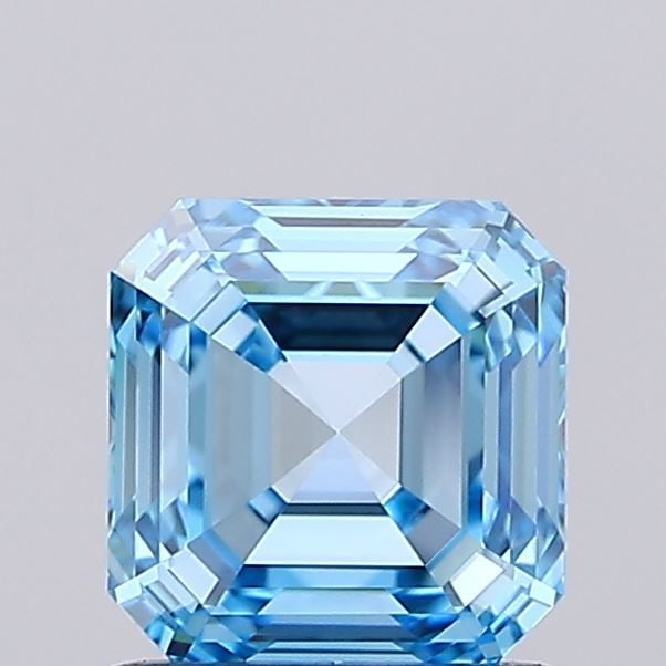 IGI Asscher 0.98ct Fancy Vivid Blue VVS2 Loose Lab Diamond: IGI Asscher 0.98ct Fancy Vivid Blue VVS2 Loose Lab Diamond Experience the rare beauty of a Fancy Vivid Blue lab diamond, boasting exceptional clarity (VVS2) and polish (EX), with a vibrant blue hue th