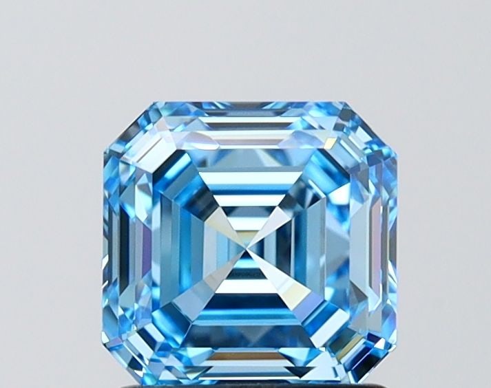 IGI Asscher 1.52ct Fancy Vivid Blue VVS2 Loose Lab Diamond: IGI Asscher 1.52ct Fancy Vivid Blue VVS2 Loose Lab Diamond Experience the rare beauty of a Fancy Vivid Blue lab-grown diamond, certified by IGI and boasting exceptional clarity (VVS2) and polish