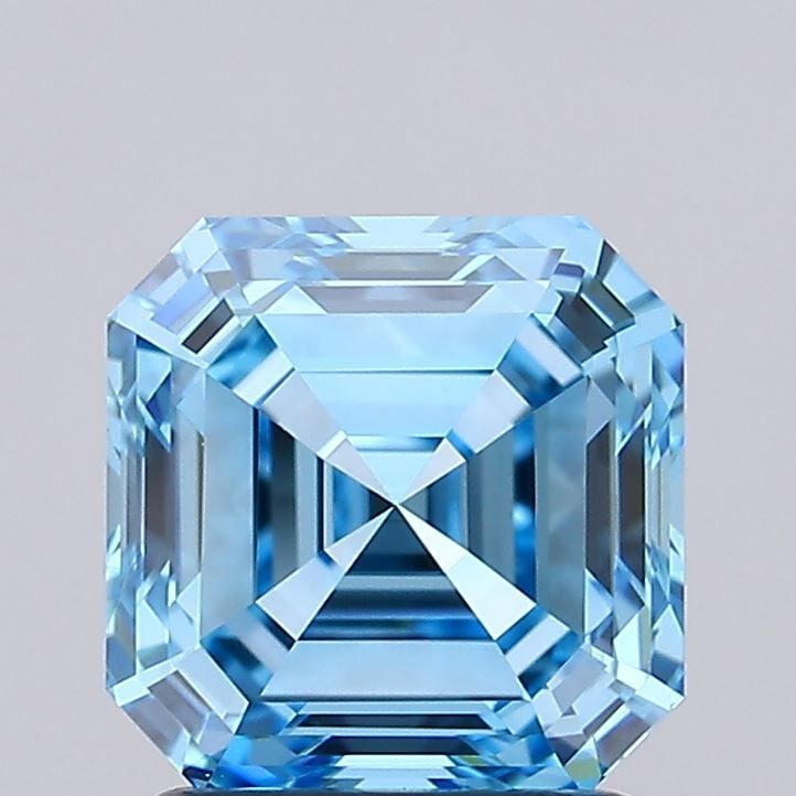 IGI Asscher 1.79ct Fancy Vivid Blue VVS2 Loose Lab Diamond: IGI Asscher 1.79ct Fancy Vivid Blue VVS2 Loose Lab Diamond Experience the rare beauty of a Fancy Vivid Blue diamond, one of the most striking and coveted colors in nature. This exquisite 1.79ct lab-gr