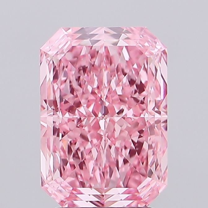 IGI Radiant 3.59ct Fancy Vivid Pink VVS2 Loose Lab Diamond: IGI Radiant 3.59ct Fancy Vivid Pink VVS2 Loose Lab Diamond Experience the breathtaking beauty of a lab-grown diamond, certified by IGI as Fancy Vivid Pink with exceptional clarity and cut. This stunni