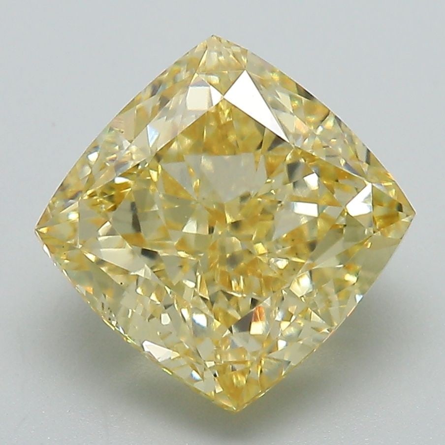 Loose Lab Diamond - IGI Cushion Modified 4.46ct Fancy Vivid Yellow VVS2: Loose Lab Diamond - IGI Cushion Modified 4.46ct Fancy Vivid Yellow VVS2 Experience the brilliance of a lab-grown diamond, certified by IGI as a Fancy Vivid Yellow VVS2, boasting exceptional clarity an