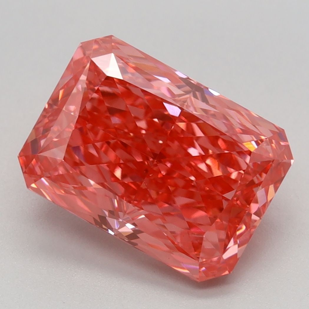 IGI Radiant 3.34ct Fancy Vivid Pink VVS2 Loose Lab Diamond: IGI Radiant 3.34ct Fancy Vivid Pink VVS2 Loose Lab Diamond Experience the unparalleled beauty of nature in this exquisite 3.34ct Fancy Vivid Pink VVS2 lab-grown diamond, boasting exceptional clarity a
