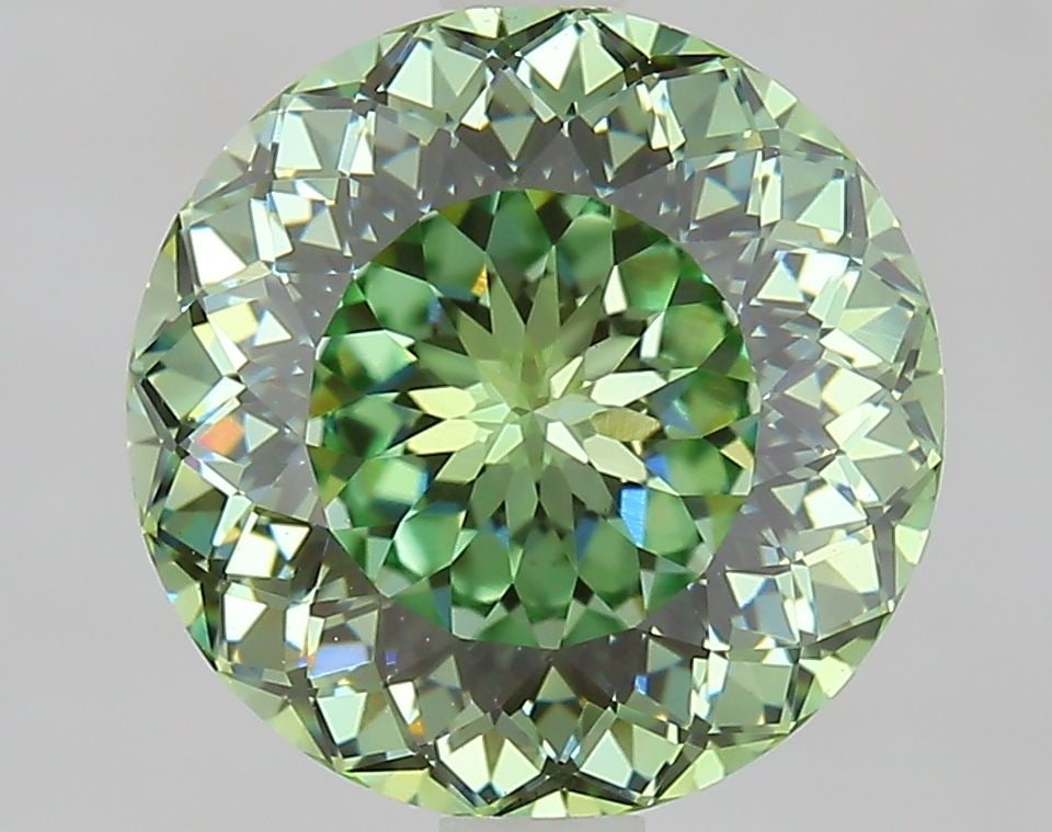 IGI Round 2.82ct Fancy Vivid Green VVS2 Loose Lab Diamond: IGI Round 2.82ct Fancy Vivid Green VVS2 Loose Lab Diamond Experience the rare beauty of nature in a lab-grown Fancy Vivid Green diamond, certified by the International Gemological Institute (IGI). Thi