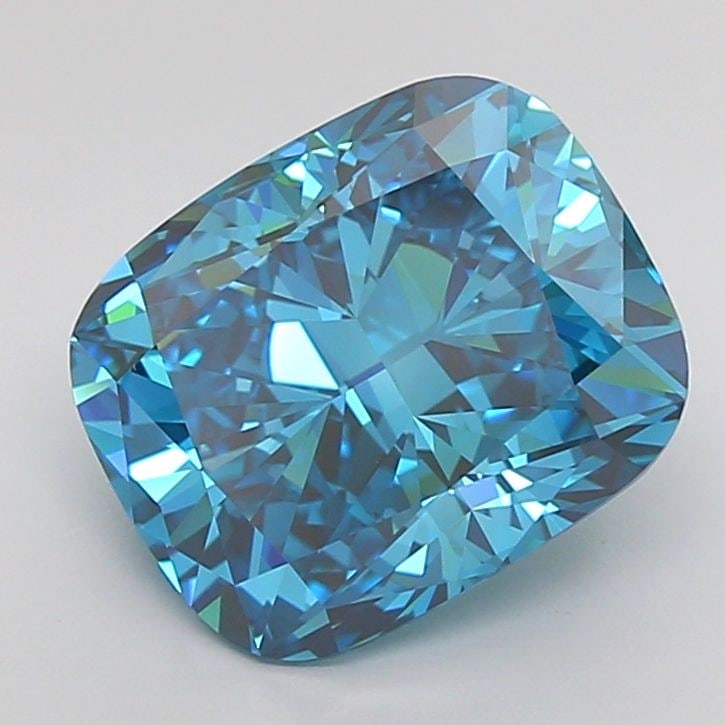 Loose Lab Diamond - IGI Cushion Modified 5.49ct Fancy Vivid Blue VVS2: Loose Lab Diamond - IGI Cushion Modified 5.49ct Fancy Vivid Blue VVS2 Experience the rare beauty of a Fancy Vivid Blue lab diamond, boasting an exceptional 5.49ct cut with EX symmetry and polish, and