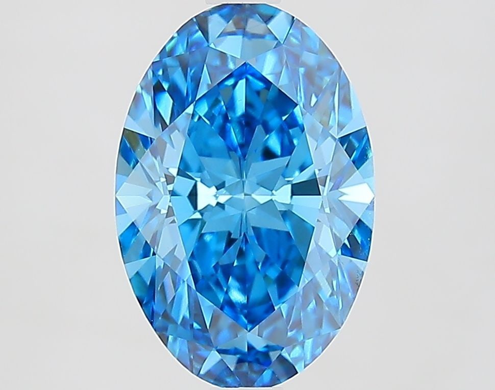 IGI Oval 2.65ct Fancy Vivid Blue VVS2 Loose Lab Diamond: IGI Oval 2.65ct Fancy Vivid Blue VVS2 Loose Lab Diamond Experience the breathtaking beauty of a lab-grown Fancy Vivid Blue diamond, certified by the International Gemological Institute (IGI). This stu