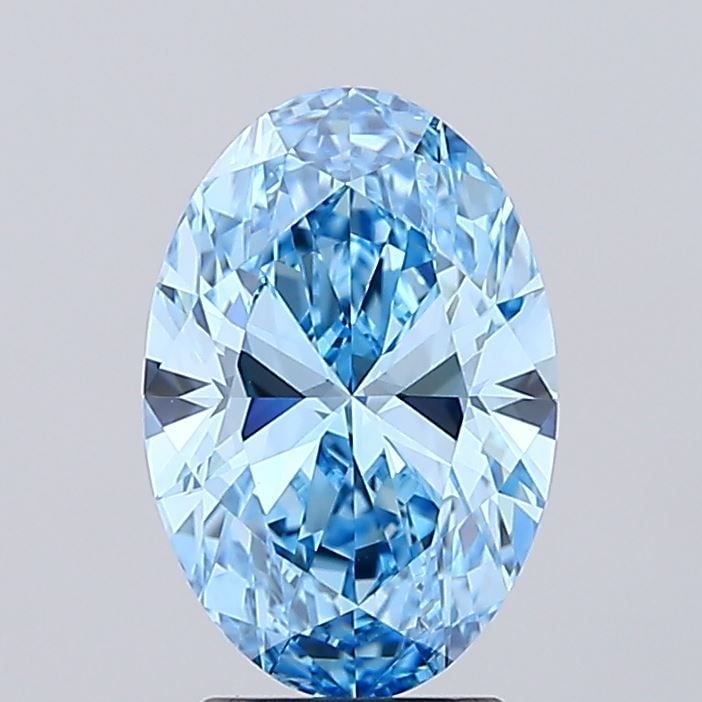 IGI Oval 2.51ct Fancy Vivid Blue VVS1 Loose Lab Diamond: IGI Oval 2.51ct Fancy Vivid Blue VVS1 Loose Lab Diamond Experience the unparalleled beauty of a lab-grown Fancy Vivid Blue diamond, certified by the International Gemological Institute (IGI) as VVS1 c