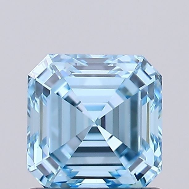 IGI Asscher 1.05ct Fancy Vivid Blue VVS2 Loose Lab Diamond: IGI Asscher 1.05ct Fancy Vivid Blue VVS2 Loose Lab Diamond Experience the breathtaking beauty of a Fancy Vivid Blue lab-grown diamond, certified by IGI as VVS2 in clarity and EX in polish and symmetry