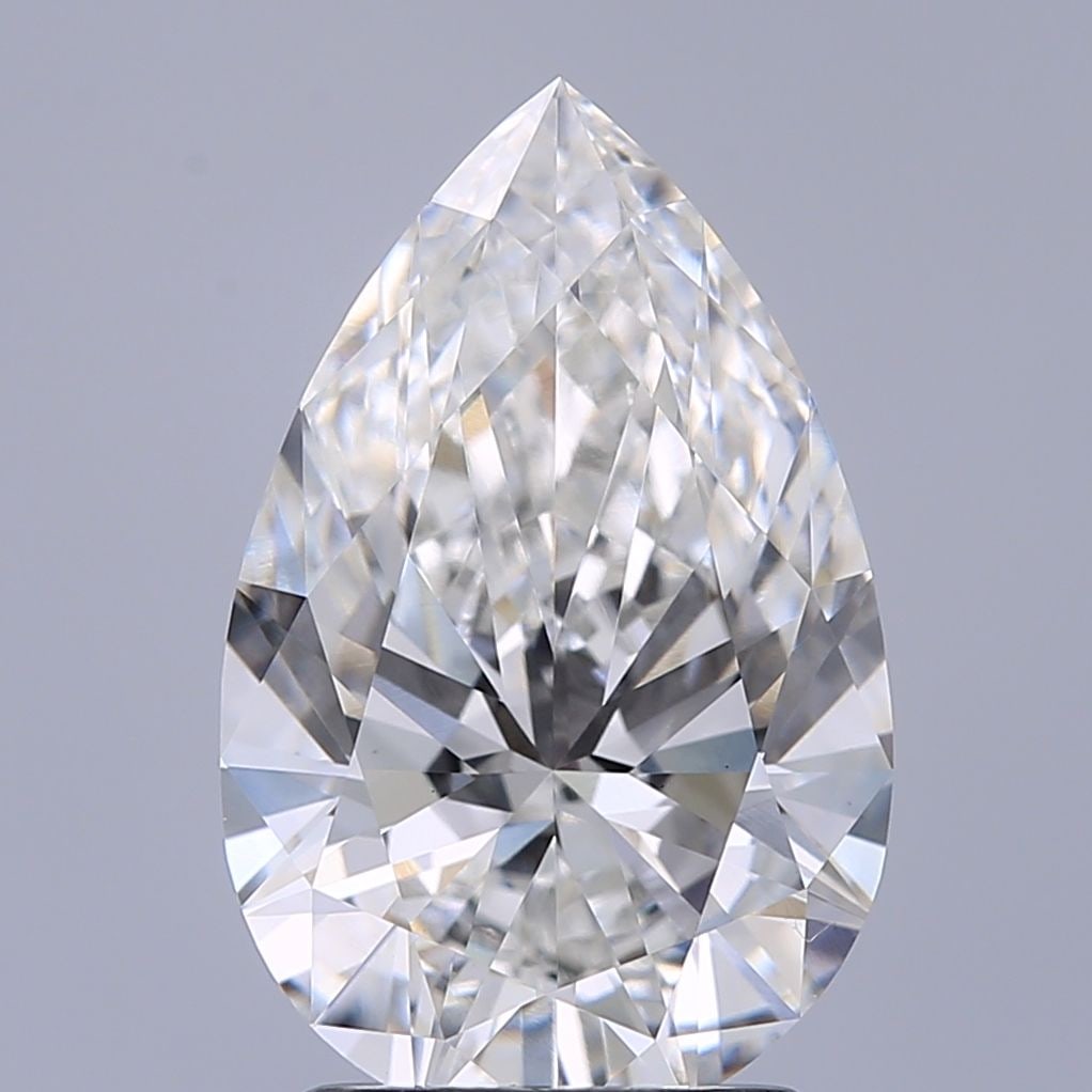Loose Lab Diamond - IGI Pear 2.07ct E VVS2: Loose Lab Diamond - IGI Pear 2.07ct E VVS2 A rare and exquisite lab-grown diamond, this 2.07ct IGI-certified pear-cut gem boasts exceptional clarity (VVS2) and color (E), with a flawless polish and sy