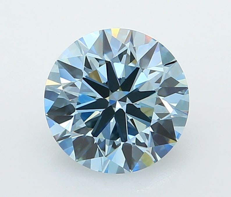 IGI Round 2.01ct Fancy Vivid Blue VVS1 Ideal Loose Lab Diamond: IGI Round 2.01ct Fancy Vivid Blue VVS1 Ideal Loose Lab Diamond Experience the breathtaking beauty of nature in a lab-grown diamond, certified by the International Gemological Institute (IGI) as Fancy