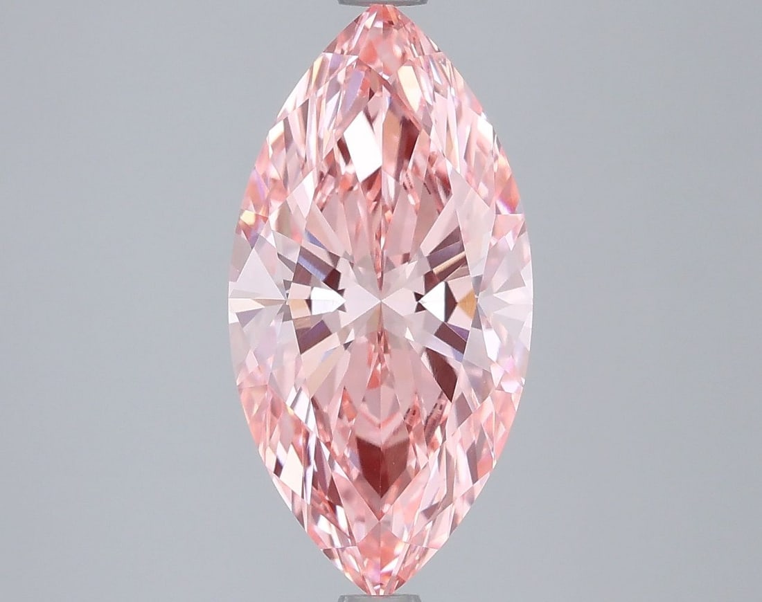 IGI Marquise 3.02ct Fancy Vivid Pink VVS2 Loose Lab Diamond: IGI Marquise 3.02ct Fancy Vivid Pink VVS2 Loose Lab Diamond Experience the rare beauty of a Fancy Vivid Pink lab diamond, certified by IGI and boasting exceptional clarity (VVS2) and polish (EX). This