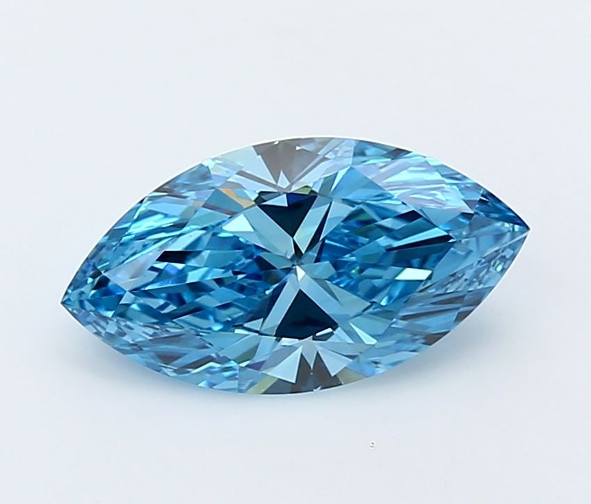 IGI Marquise 2.05ct Fancy Vivid Blue VVS2 Loose Lab Diamond: IGI Marquise 2.05ct Fancy Vivid Blue VVS2 Loose Lab Diamond Experience the rare beauty of a Fancy Vivid Blue diamond, one of the most striking colors in nature. This 2.05ct lab-grown gem boasts except