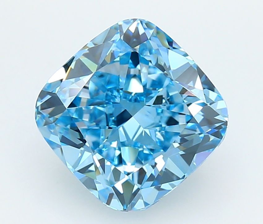 Loose Lab Diamond - IGI Cushion Modified 4.07ct Fancy Vivid Blue VVS2: Loose Lab Diamond - IGI Cushion Modified 4.07ct Fancy Vivid Blue VVS2 Experience the breathtaking beauty of a lab-grown diamond, certified by the International Gemological Institute (IGI) as Fancy Viv