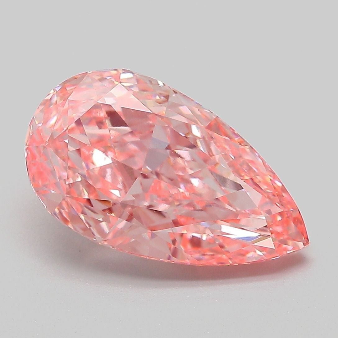 Loose Lab Diamond - IGI Pear 4.08ct Fancy Vivid Pink VVS2: Loose Lab Diamond - IGI Pear 4.08ct Fancy Vivid Pink VVS2 Experience the breathtaking beauty of a lab-grown diamond, certified by IGI as Fancy Vivid Pink with exceptional clarity and cut. This stunnin