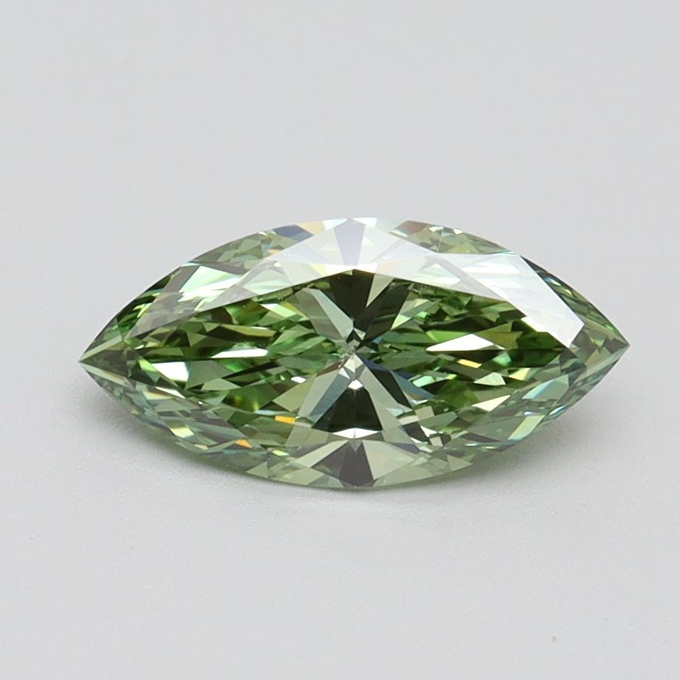 IGI Marquise 1.0ct Fancy Vivid Green VVS2 Loose Lab Diamond: IGI Marquise 1.0ct Fancy Vivid Green VVS2 Loose Lab Diamond A true gem for the modern collector, this 1.0ct Fancy Vivid Green lab-grown diamond boasts exceptional clarity and color, with a vibrant gre