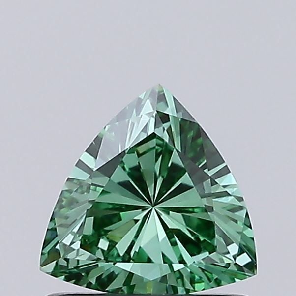 Loose Lab Diamond - IGI Triangular 0.6ct Fancy Vivid Green VVS2: Loose Lab Diamond - IGI Triangular 0.6ct Fancy Vivid Green VVS2 A true gem for the discerning collector, this 0.6ct lab-grown diamond boasts an extraordinary Fancy Vivid Green color and exceptional cl
