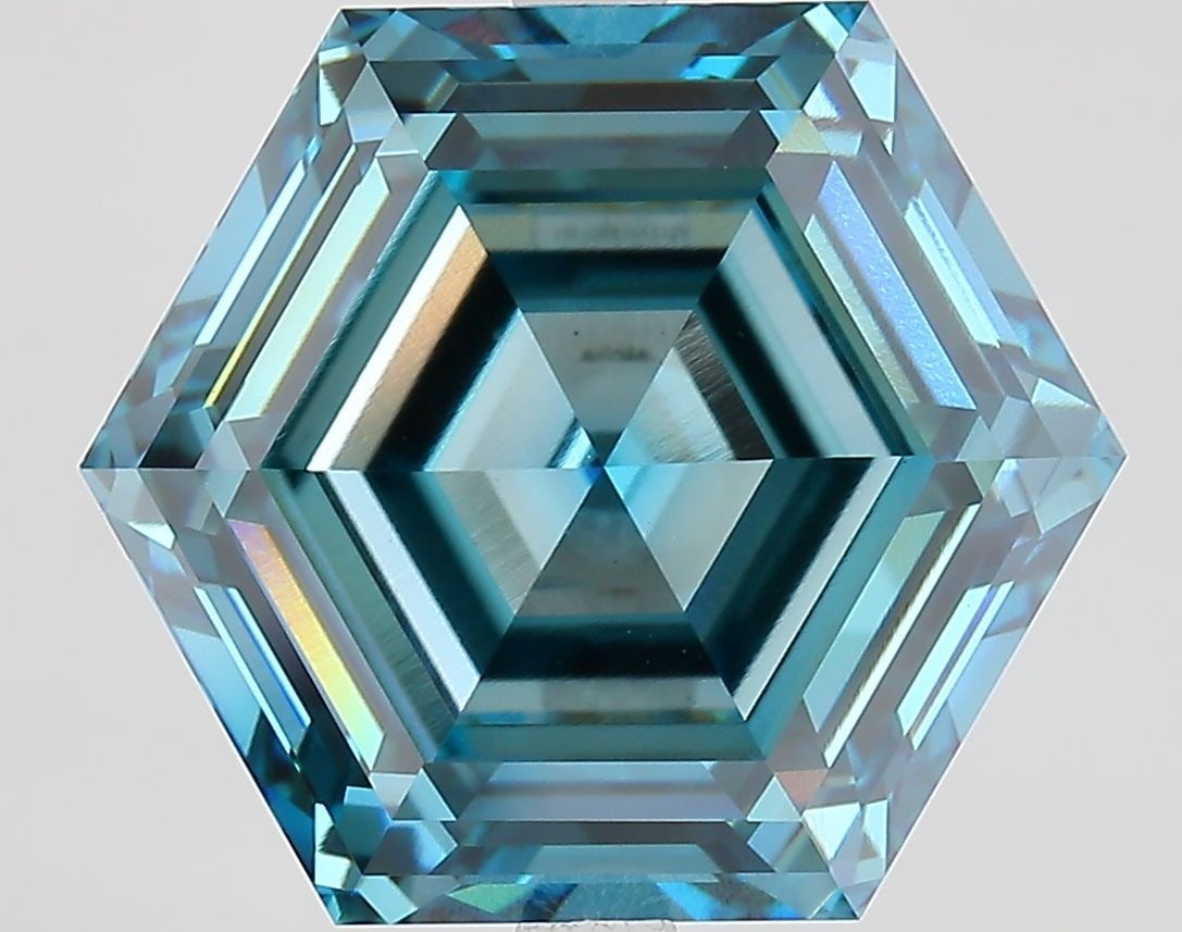 Loose Lab Diamond - IGI Hexagonal 9.22ct Fancy Vivid Blue VVS2: Loose Lab Diamond - IGI Hexagonal 9.22ct Fancy Vivid Blue VVS2 Experience the breathtaking beauty of a lab-grown diamond, certified by IGI as Fancy Vivid Blue with exceptional clarity and cut. This st