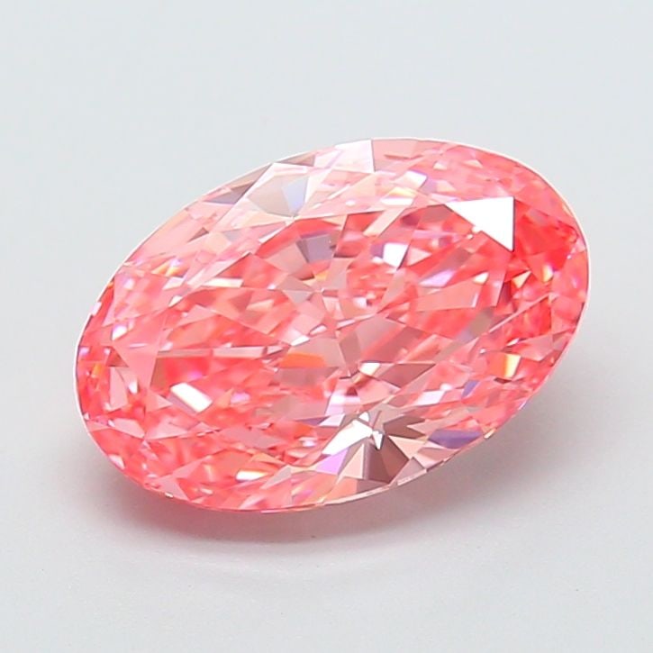 IGI Oval 3.31ct Fancy Vivid Pink VVS2 Loose Lab Diamond: IGI Oval 3.31ct Fancy Vivid Pink VVS2 Loose Lab Diamond Experience the rare beauty of a Fancy Vivid Pink diamond, one of the most coveted colors in the world of gemstones. This exquisite 3.31ct lab-gr