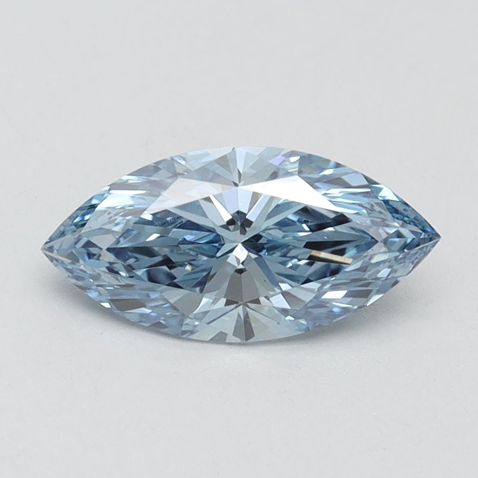 IGI Marquise 1.01ct Fancy Vivid Blue VVS2 Loose Lab Diamond: IGI Marquise 1.01ct Fancy Vivid Blue VVS2 Loose Lab Diamond Experience the breathtaking beauty of a Fancy Vivid Blue diamond, one of the rarest and most coveted colors in nature. This exquisite