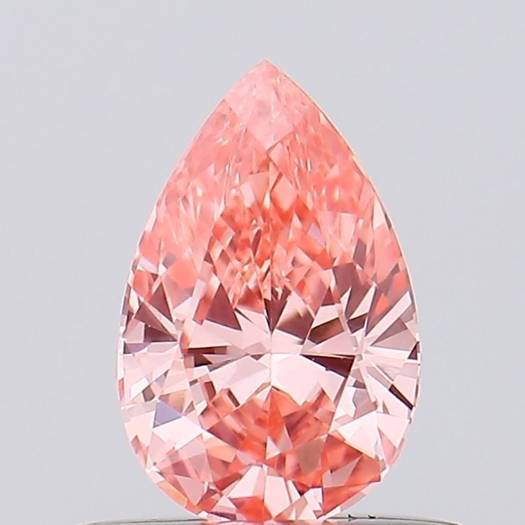 Loose Lab Diamond - Pear 0.4ct Fancy Pink VVS2: Loose Lab Diamond - Pear 0.4ct Fancy Pink VVS2 A stunning Fancy Pink lab diamond, certified VVS2 clarity and boasting an EX symmetry, shines with vibrant pink hue in this 0.4ct pear-cut gemstone. Its