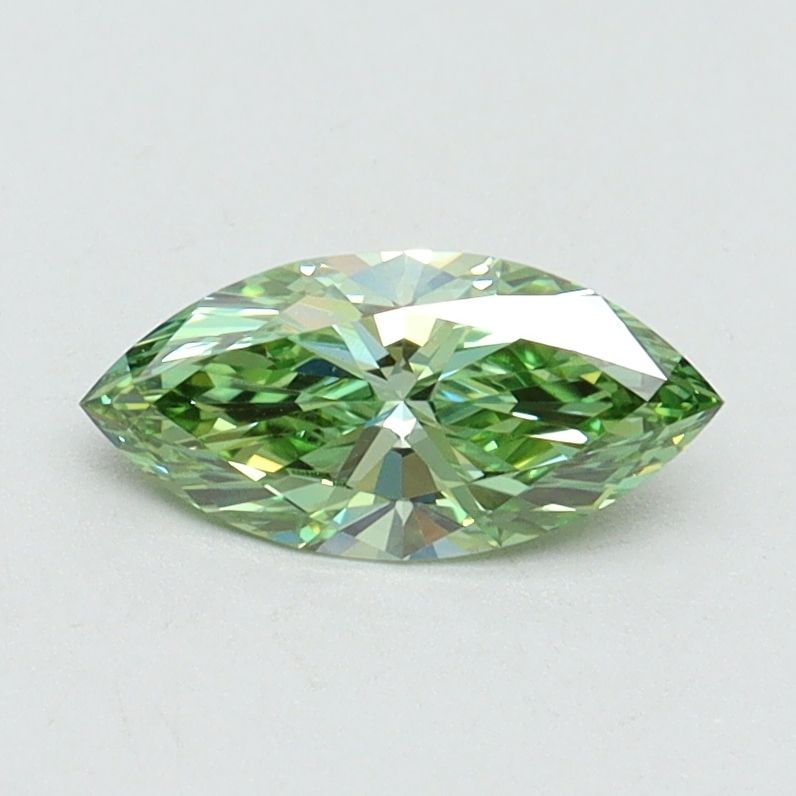 IGI Marquise 0.53ct Fancy Vivid Green VVS2 Loose Lab Diamond: IGI Marquise 0.53ct Fancy Vivid Green VVS2 Loose Lab Diamond Experience the rare beauty of a Fancy Vivid Green lab-grown diamond, certified by IGI as VVS2 in clarity and EX in polish and symmetry.