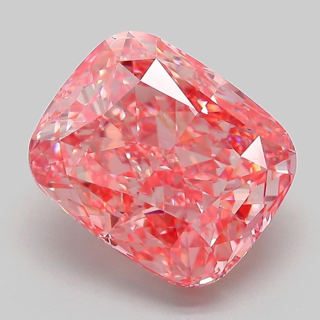 Loose Lab Diamond - IGI Cushion Modified 5.9ct Fancy Vivid Pink VVS2: Loose Lab Diamond - IGI Cushion Modified 5.9ct Fancy Vivid Pink VVS2 Experience the rare beauty of a Fancy Vivid Pink lab diamond, certified by IGI as 5.9ct in size, with exceptional clarity (VVS2)