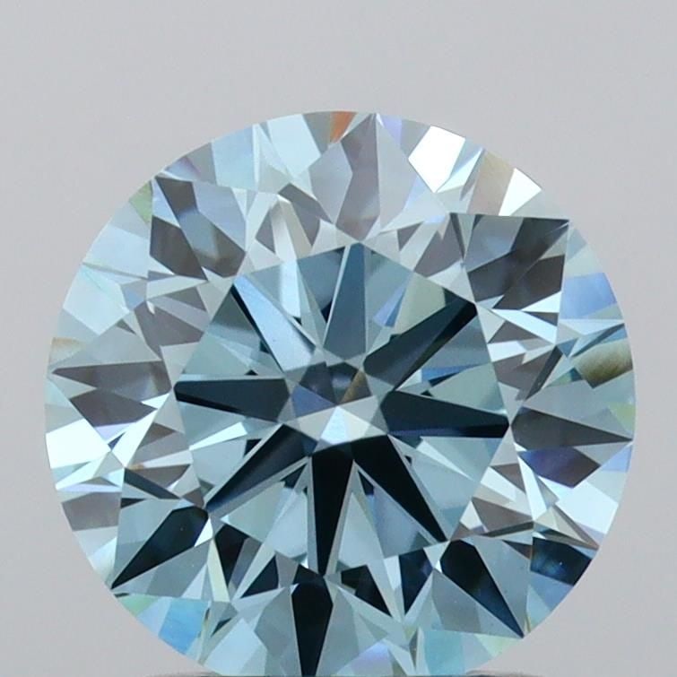 IGI Round 1.52ct Fancy Vivid Blue VVS2 Ideal Loose Lab Diamond: IGI Round 1.52ct Fancy Vivid Blue VVS2 Ideal Loose Lab Diamond Experience the breathtaking beauty of a lab-grown Fancy Vivid Blue diamond, certified by IGI as 1.52ct VVS2 Ideal in EX cut and polish.
