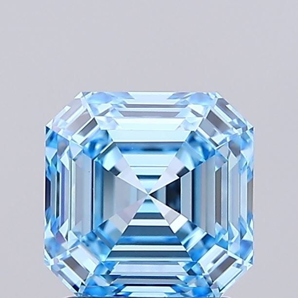IGI Asscher 1.5ct Fancy Vivid Blue VVS2 Loose Lab Diamond: IGI Asscher 1.5ct Fancy Vivid Blue VVS2 Loose Lab Diamond Experience the breathtaking beauty of a Fancy Vivid Blue lab diamond, certified by IGI as VVS2 in clarity and EX in polish and symmetry. This