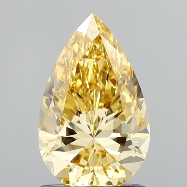 Loose Lab Diamond - IGI Pear 1.51ct Fancy Intense Yellow VVS2: Loose Lab Diamond - IGI Pear 1.51ct Fancy Intense Yellow VVS2 Experience the vibrant warmth of a lab-grown diamond, boasting an impressive 1.51 carat Fancy Intense Yellow color and exceptional clarity