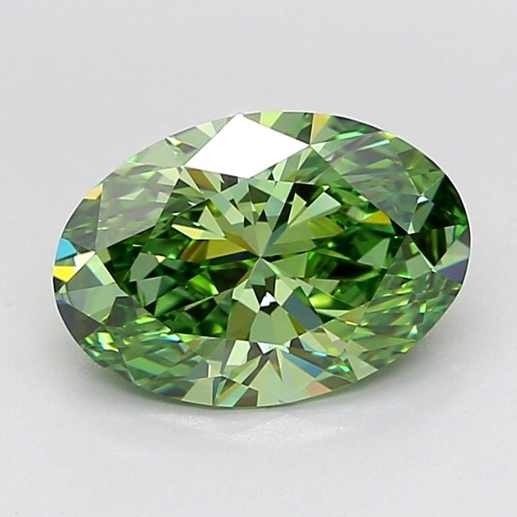 IGI Oval 1.84ct Fancy Vivid Green VVS2 Loose Lab Diamond: IGI Oval 1.84ct Fancy Vivid Green VVS2 Loose Lab Diamond A true gem for the discerning collector, this 1.84ct IGI Oval Fancy Vivid Green VVS2 loose lab diamond boasts an exceptional color and clarity