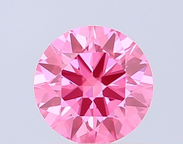 IGI Round 0.55ct Fancy Vivid Pink VVS2 Ideal Loose Lab Diamond: IGI Round 0.55ct Fancy Vivid Pink VVS2 Ideal Loose Lab Diamond Experience the beauty of nature with this exquisite 0.55ct Fancy Vivid Pink VVS2 Ideal loose lab diamond, certified by the International