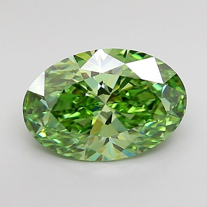 IGI Oval 2.23ct Fancy Vivid Green VVS2 Loose Lab Diamond: IGI Oval 2.23ct Fancy Vivid Green VVS2 Loose Lab Diamond Experience the rare beauty of a Fancy Vivid Green Lab Diamond, boasting exceptional clarity (VVS2) and polish (EX), with a vibrant green hue th