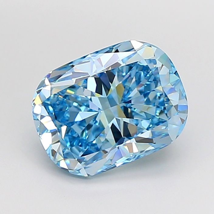 Loose Lab Diamond - IGI Cushion Modified 3.92ct Fancy Vivid Blue VVS2: Loose Lab Diamond - IGI Cushion Modified 3.92ct Fancy Vivid Blue VVS2 Experience the rare beauty of a Fancy Vivid Blue lab diamond, certified by the International Gemological Institute (IGI) as VVS2 c