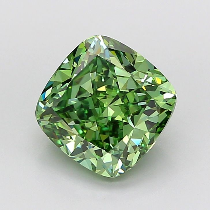 Loose Lab Diamond - IGI Cushion Modified 3.5ct Fancy Vivid Green VVS2: Loose Lab Diamond - IGI Cushion Modified 3.5ct Fancy Vivid Green VVS2 Experience the rare beauty of a Fancy Vivid Green lab-grown diamond, certified by IGI as VVS2 clarity and boasting EX polish and s