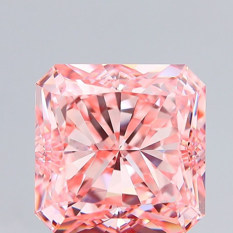 IGI Square Radiant 30.14ct Fancy Vivid Pink VVS2 Loose Lab Diamond: IGI Square Radiant 30.14ct Fancy Vivid Pink VVS2 Loose Lab Diamond Experience the unparalleled beauty of a lab-grown diamond, boasting an impressive 30.14 carats of Fancy Vivid Pink color and exceptio