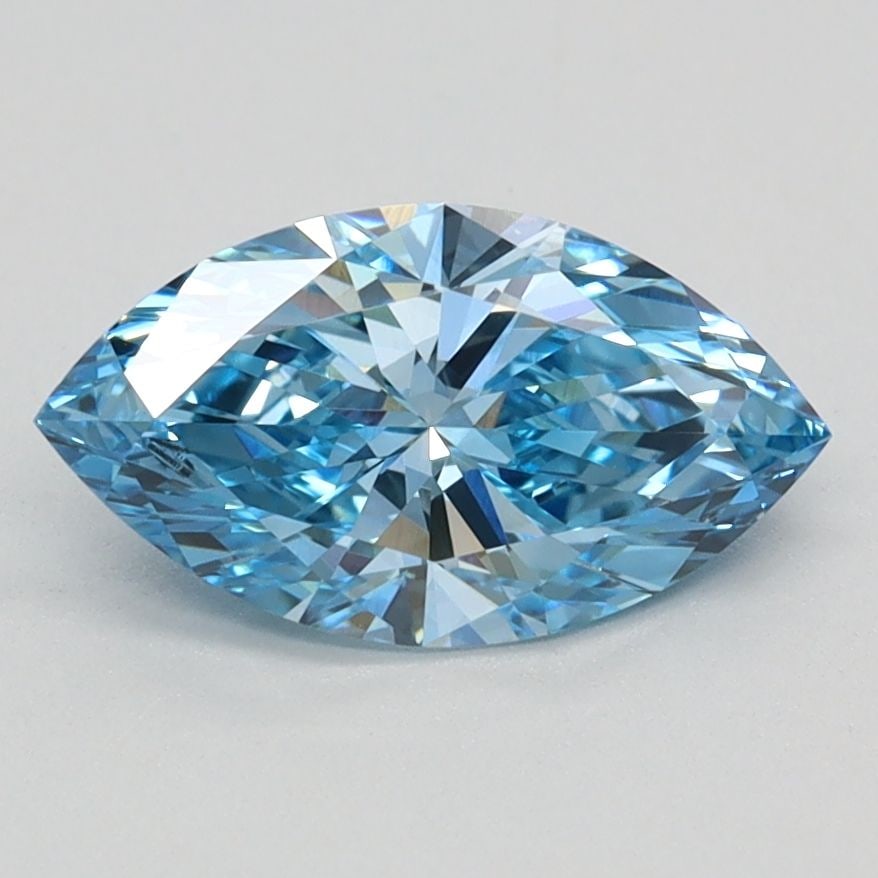 IGI Marquise 1.05ct Fancy Vivid Blue VVS2 Loose Lab Diamond: IGI Marquise 1.05ct Fancy Vivid Blue VVS2 Loose Lab Diamond Experience the rare beauty of a Fancy Vivid Blue lab diamond, boasting exceptional clarity and cut quality with its VVS2 certification and E