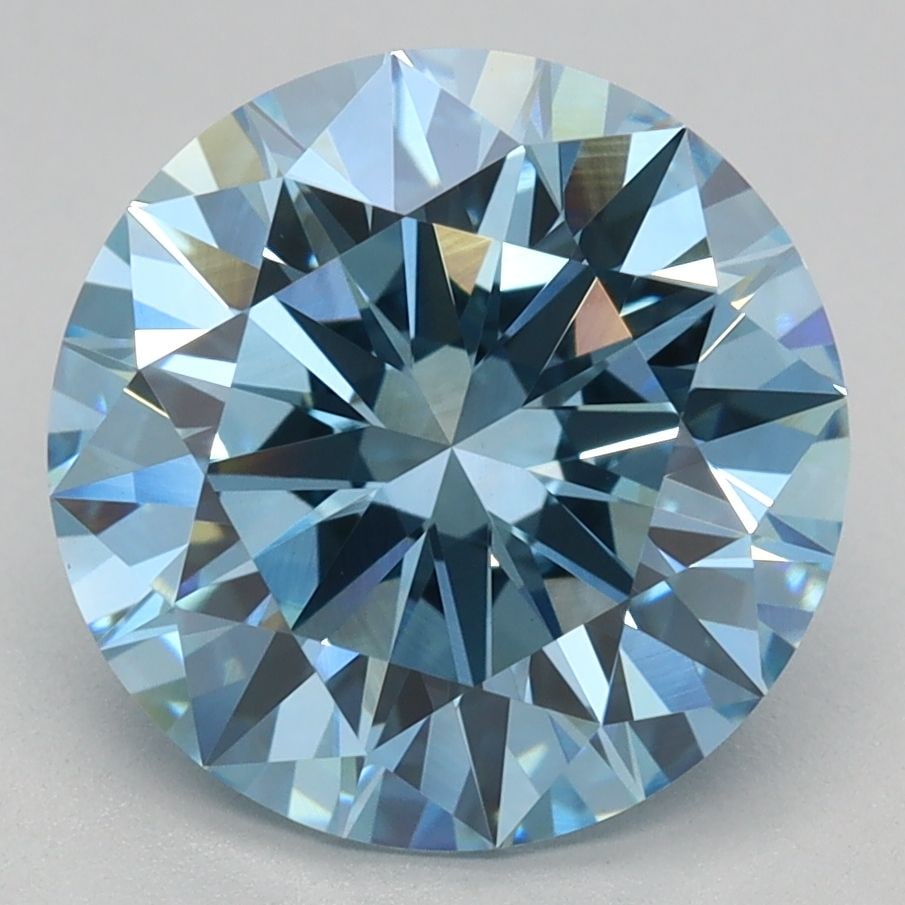 IGI Round 3.1ct Fancy Vivid Blue VVS2 Ideal Loose Lab Diamond: IGI Round 3.1ct Fancy Vivid Blue VVS2 Ideal Loose Lab Diamond Experience the rare beauty of a Fancy Vivid Blue diamond, one of the most coveted colors in the world. This exquisite 3.1ct lab-grown gem