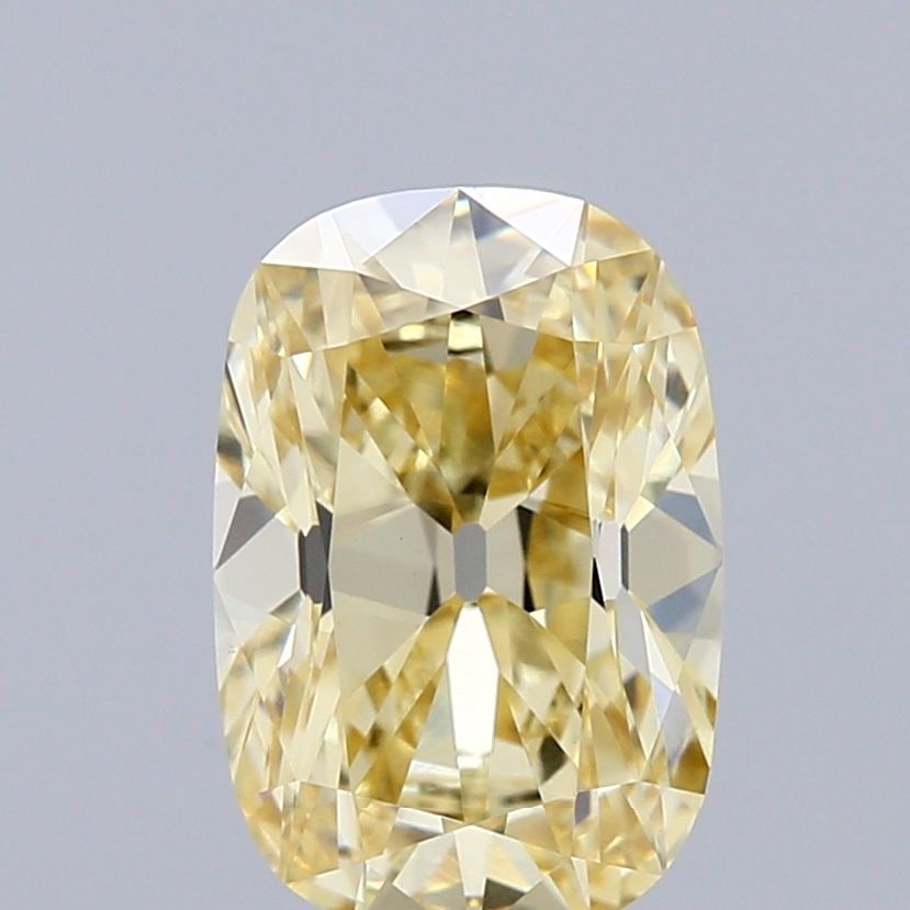 Loose Lab Diamond - IGI Cushion Brilliant 1.51ct Fancy Light Yellow VVS2: Loose Lab Diamond - IGI Cushion Brilliant 1.51ct Fancy Light Yellow VVS2 Experience the beauty of a lab-grown diamond, certified by IGI as a Fancy Light Yellow VVS2, with exceptional clarity and polis