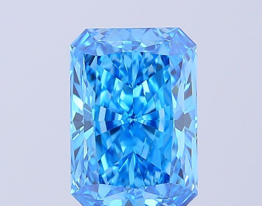 IGI Radiant 4.08ct Fancy Vivid Blue VVS2 Loose Lab Diamond: IGI Radiant 4.08ct Fancy Vivid Blue VVS2 Loose Lab Diamond Experience the breathtaking beauty of a lab-grown Fancy Vivid Blue diamond, certified by IGI and boasting exceptional clarity (VVS2) and poli