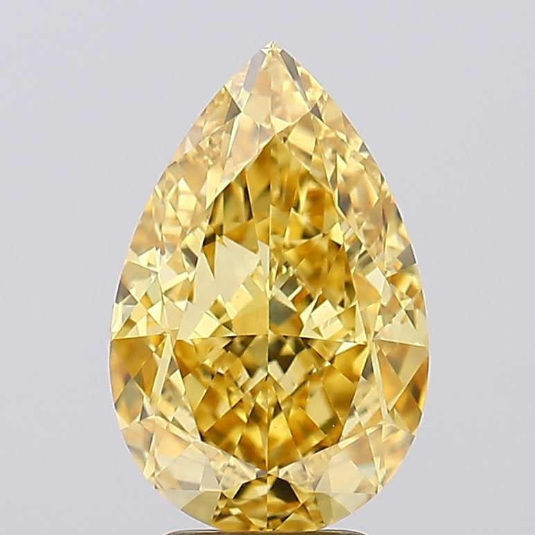 Loose Lab Diamond - IGI Pear 5.03ct Fancy Vivid Yellow VVS2: Loose Lab Diamond - IGI Pear 5.03ct Fancy Vivid Yellow VVS2 Experience the brilliance of nature in this exquisite 5.03ct lab-grown diamond, boasting an exceptional Fancy Vivid Yellow color and flawles