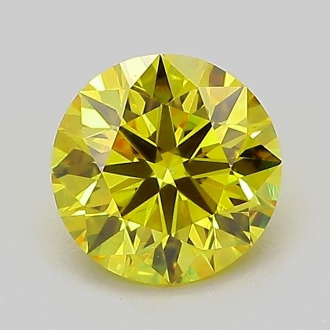 IGI Round 1.0ct Fancy Vivid Yellow VVS2 Ideal Loose Lab Diamond: IGI Round 1.0ct Fancy Vivid Yellow VVS2 Ideal Loose Lab Diamond A rare and radiant Fancy Vivid Yellow diamond, certified by the International Gemological Institute (IGI), boasts exceptional clarity wi