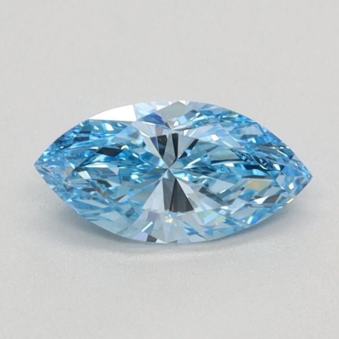 IGI Marquise 0.41ct Fancy Vivid Blue VVS2 Loose Lab Diamond: IGI Marquise 0.41ct Fancy Vivid Blue VVS2 Loose Lab Diamond A stunning Fancy Vivid Blue lab diamond, certified by IGI, boasts exceptional clarity and color, with a vibrant blue hue that's truly one-of
