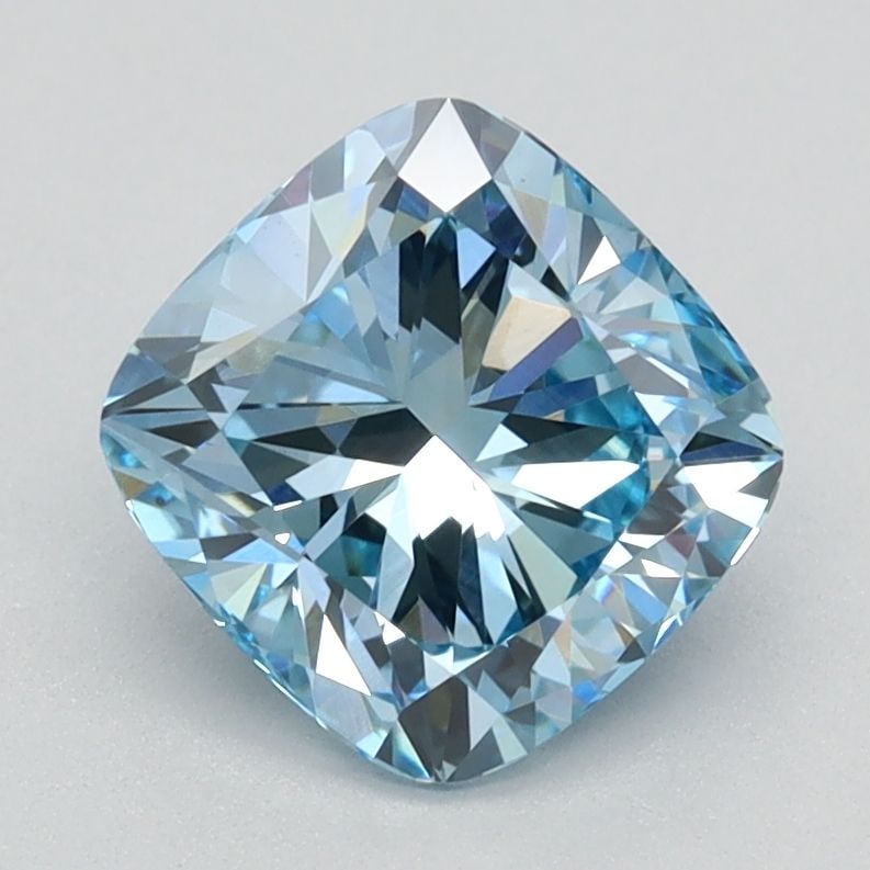 Loose Lab Diamond - IGI Cushion Brilliant 1.53ct Fancy Vivid Blue VVS2: Loose Lab Diamond - IGI Cushion Brilliant 1.53ct Fancy Vivid Blue VVS2 Experience the breathtaking beauty of a lab-grown diamond, certified by IGI as Fancy Vivid Blue, with exceptional clarity and pol