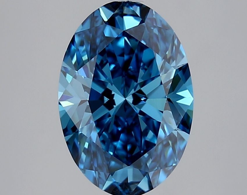 IGI Oval 2.02ct Fancy Vivid Blue IF Lab Diamond: IGI Oval 2.02ct Fancy Vivid Blue IF Lab Diamond Experience the breathtaking beauty of a Fancy Vivid Blue IF Lab Diamond, certified by the International Gemological Institute (IGI). This stunning 2.02c