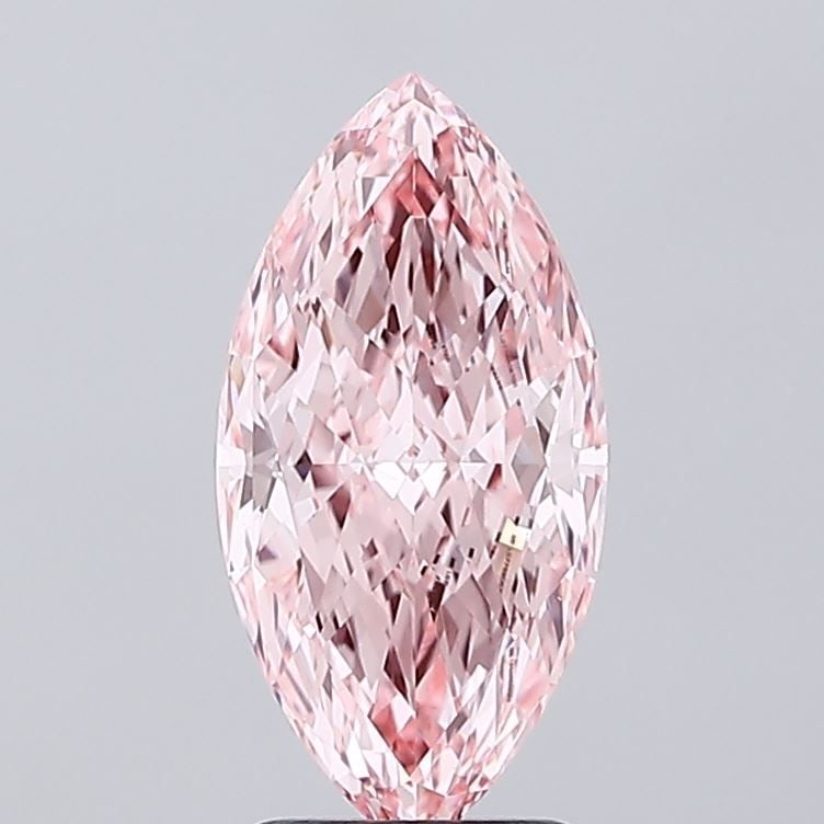 IGI Marquise 2.53ct Fancy Vivid Pink VVS2 Loose Lab Diamond: IGI Marquise 2.53ct Fancy Vivid Pink VVS2 Loose Lab Diamond A truly unique and breathtaking gem, this 2.53ct Fancy Vivid Pink VVS2 lab-grown diamond is a standout in its own right, boasting an EX poli