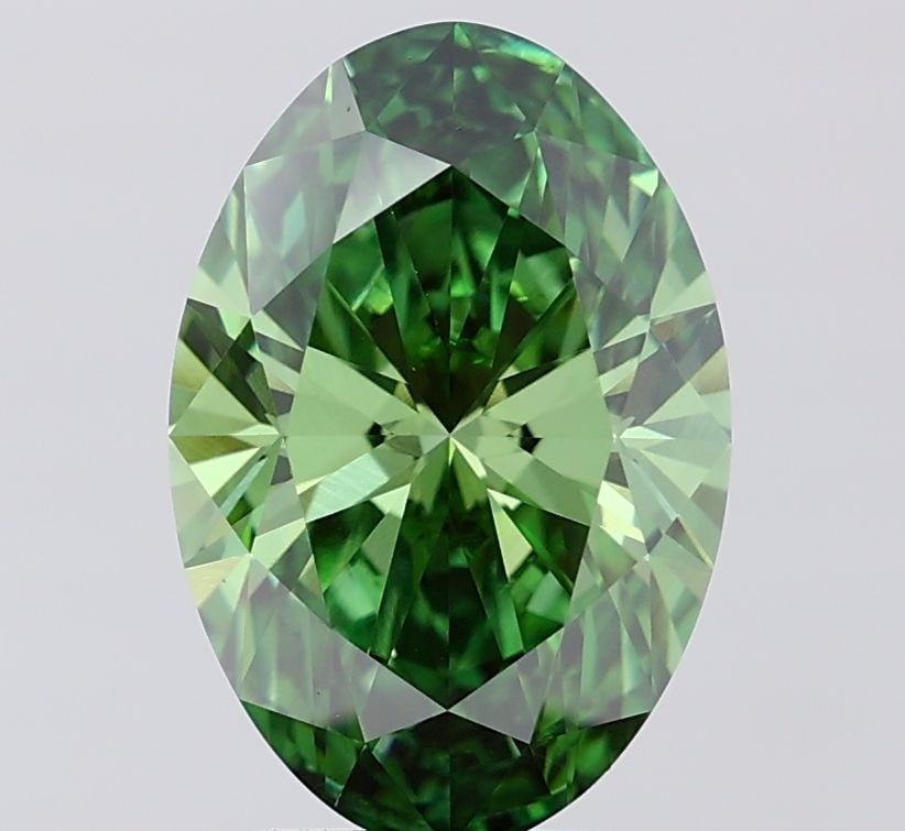 IGI Oval 3.03ct Fancy Vivid Green VVS2 Loose Lab Diamond: IGI Oval 3.03ct Fancy Vivid Green VVS2 Loose Lab Diamond Experience the breathtaking beauty of nature in this stunning 3.03ct Fancy Vivid Green VVS2 loose lab diamond, certified by IGI and showcasing