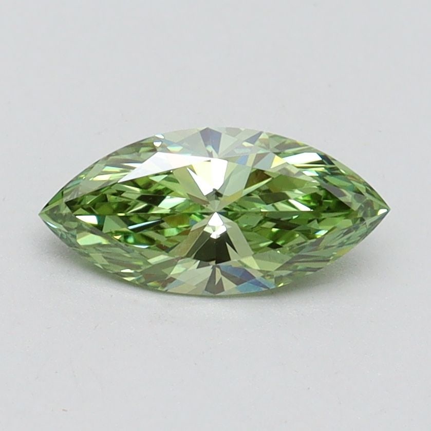 IGI Marquise 0.63ct Fancy Vivid Green VVS2 Loose Lab Diamond: IGI Marquise 0.63ct Fancy Vivid Green VVS2 Loose Lab Diamond Experience the rare beauty of a Fancy Vivid Green lab-grown diamond, certified by IGI and boasting exceptional clarity (VVS2) and polish (E