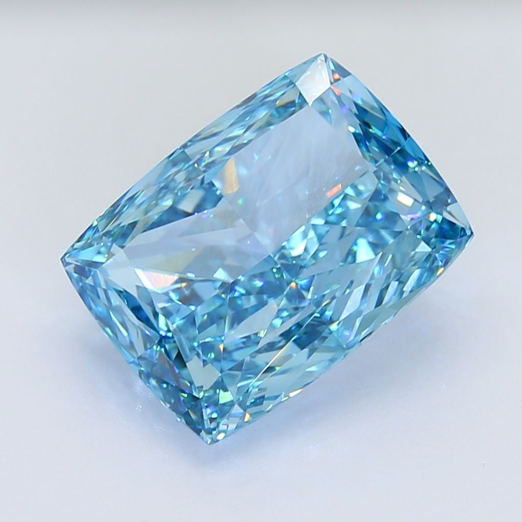 Loose Lab Diamond - IGI Cushion Modified 13.2ct Fancy Vivid Blue VVS2: Loose Lab Diamond - IGI Cushion Modified 13.2ct Fancy Vivid Blue VVS2 Experience the breathtaking beauty of a lab-grown diamond, certified by IGI as Fancy Vivid Blue with exceptional clarity and polis