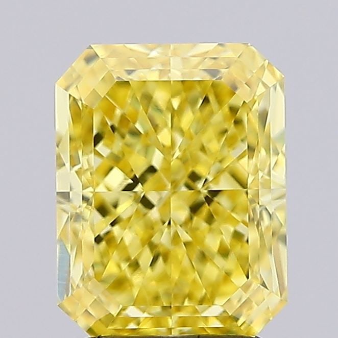 IGI Radiant 2.29ct Fancy Vivid Yellow VVS2 Loose Lab Diamond: IGI Radiant 2.29ct Fancy Vivid Yellow VVS2 Loose Lab Diamond Experience the vibrant beauty of nature in this stunning 2.29ct Fancy Vivid Yellow VVS2 lab-grown diamond, boasting exceptional clarity and