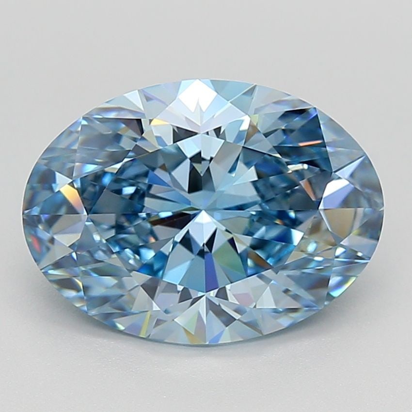 IGI Oval 3.56ct Fancy Vivid Blue VVS2 Loose Lab Diamond: IGI Oval 3.56ct Fancy Vivid Blue VVS2 Loose Lab Diamond Experience the breathtaking beauty of a Fancy Vivid Blue diamond, one of the rarest and most sought-after colors in nature. This stunning